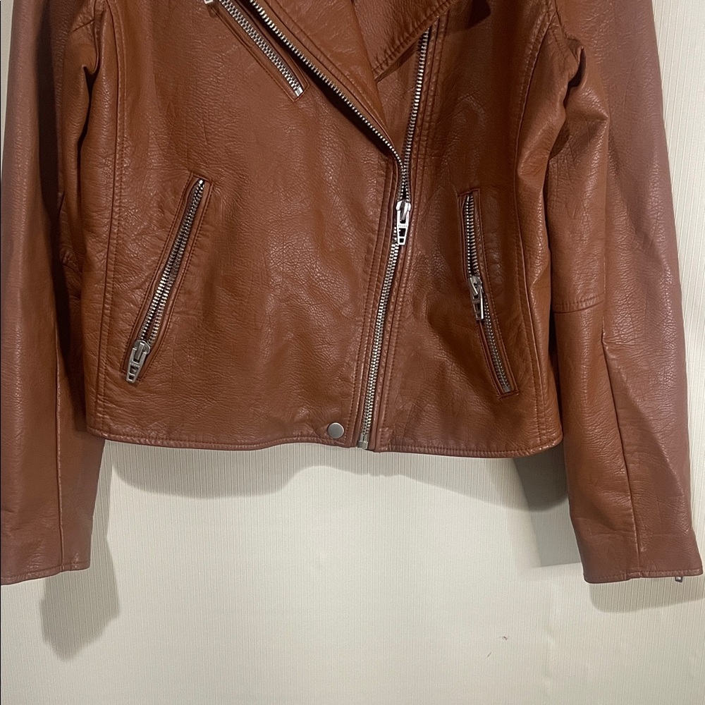 NWOT Blank NYC Tan Leather Jacket with Silver Accents Women’s Size Large - Picture 5 of 12